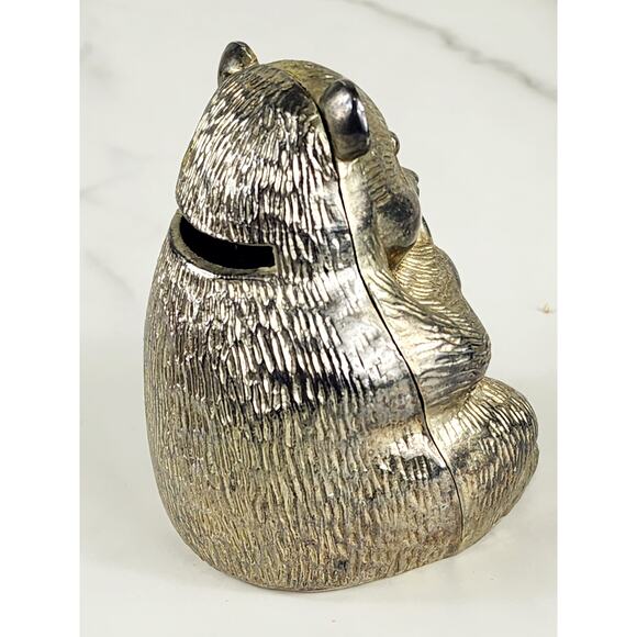 Panda Bear Silver Coin Bank 3 7/8" x 3" Piggy Bank Nursery Decor 90s Accent - Picture 8 of 14